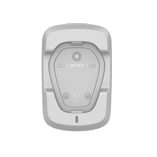 Front view of the COROS POD 2 Charging Dock Silver