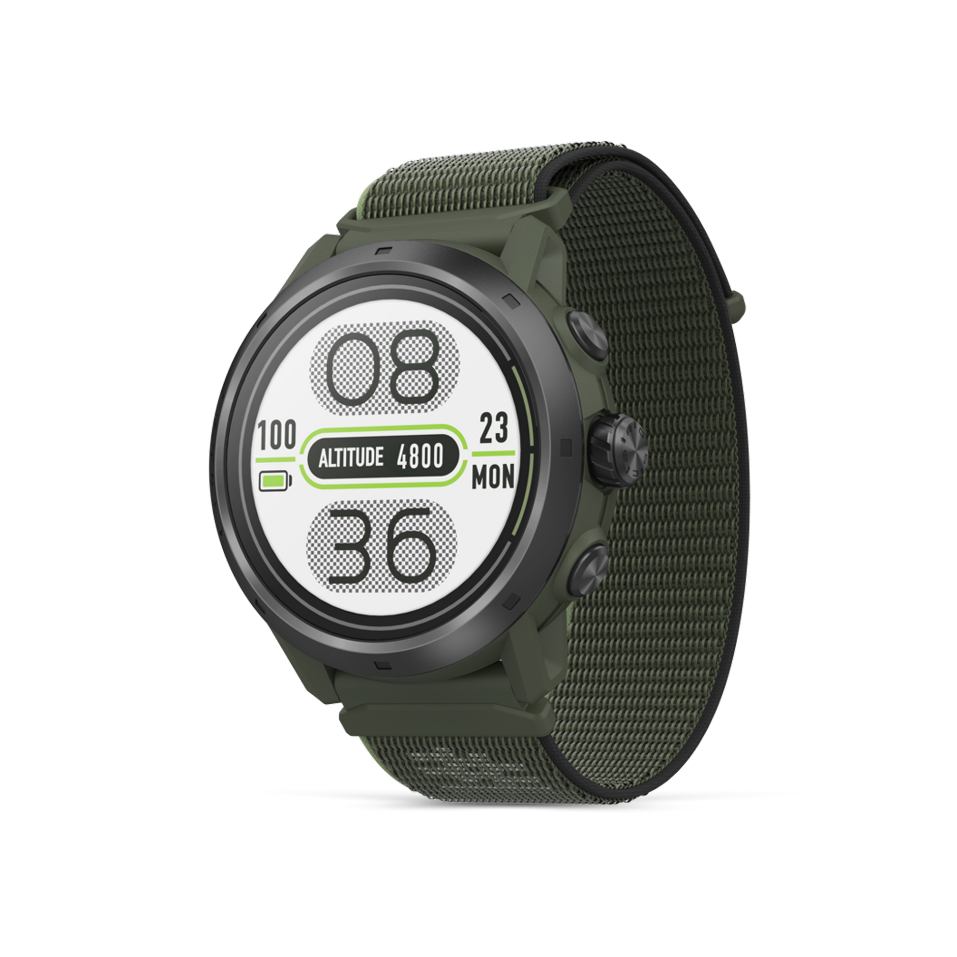 Front three-quarter view of COROS APEX 2 Pro watch in Green Color