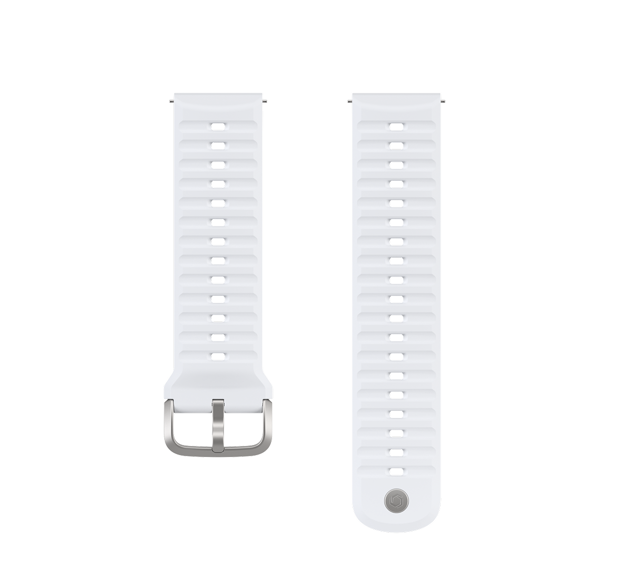 Front view of the COROS APEX 4 22mm Silicone Band in White Color