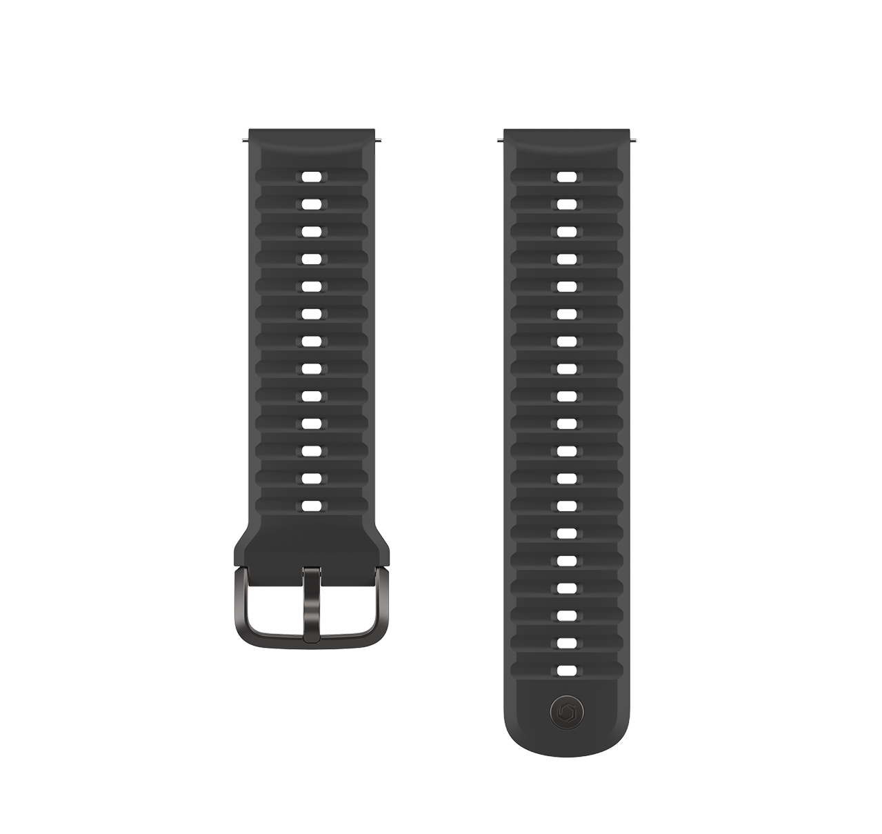 Front view of the COROS APEX 4 22mm Silicone Band in Black Color