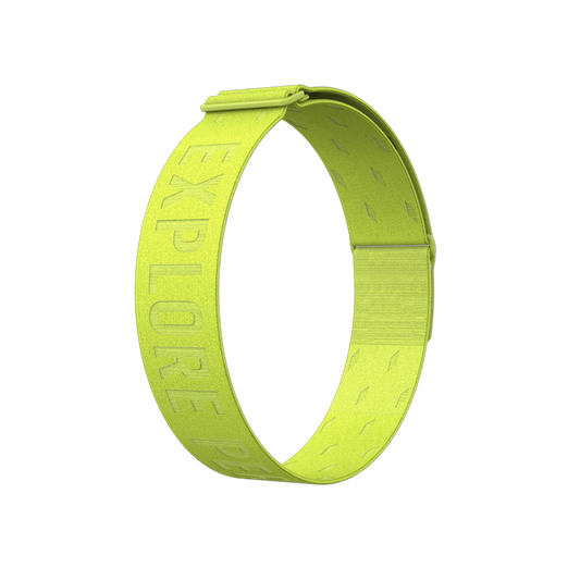Front three-quarter view of the COROS Heart Rate Monitor Band in Lime Color